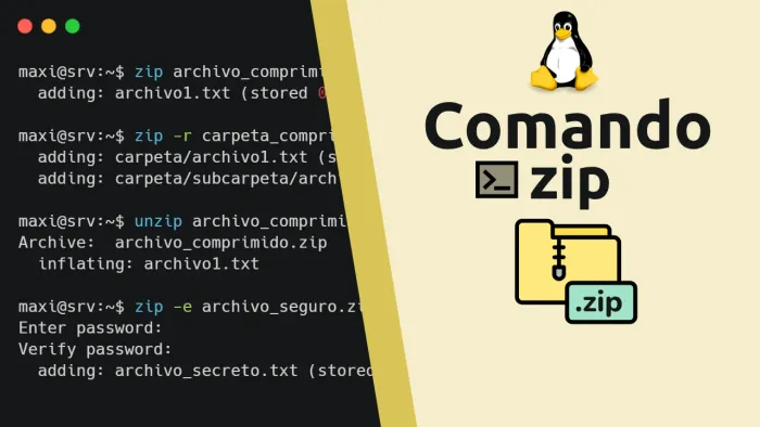 Comando zip en Linux: comprimir y descomprimir archivos